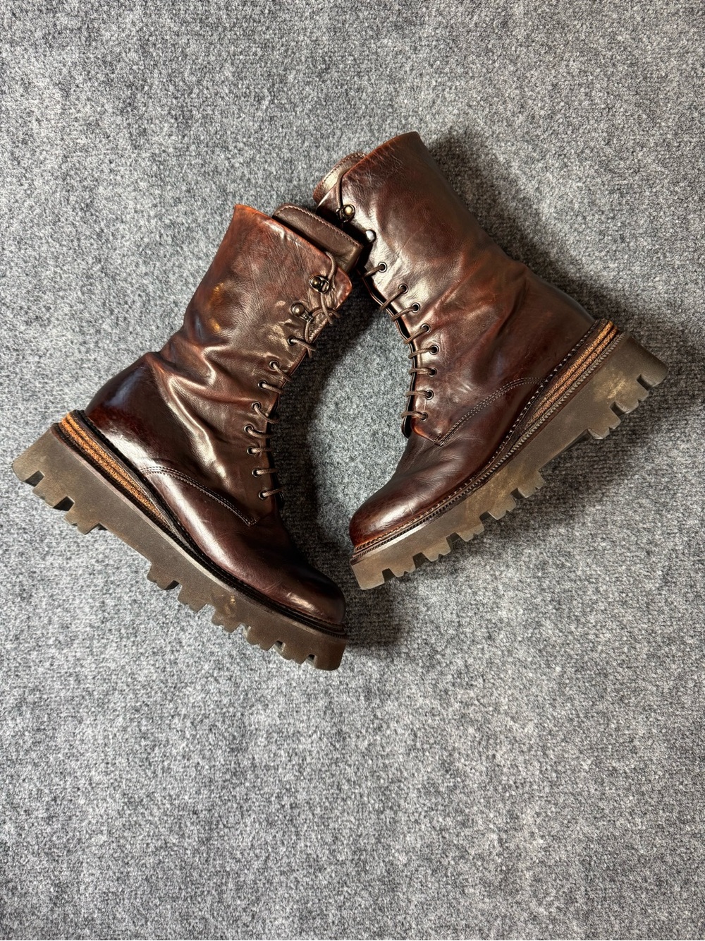 Sam Edelman Brown Leather Combat Boots